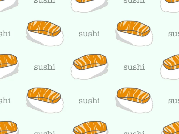 Sushi Desenho Animado Personagem Sem Costura Padrão Fundo Azul — Fotografia de Stock