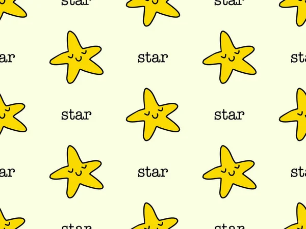 Star Cartoon Character Seamless Pattern Yellow Background — Wektor stockowy