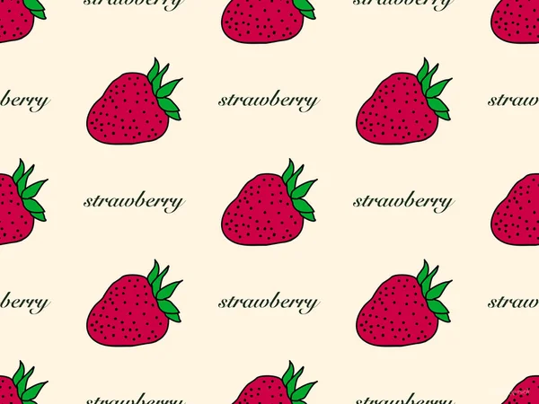 Strawberry cartoon character seamless pattern on orange background