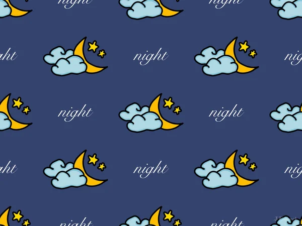 Nacht Cartoon Charakter Nahtlose Muster Auf Blauem Hintergrund — Stockfoto