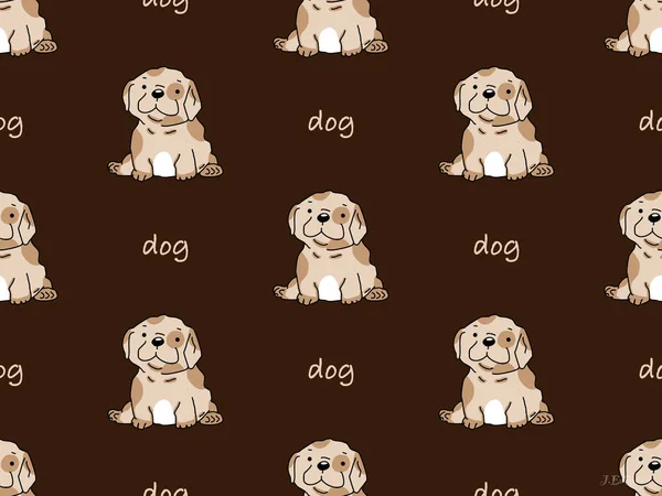 犬の漫画のキャラクターのシームレスなパターン上の茶色の背景 — ストック写真