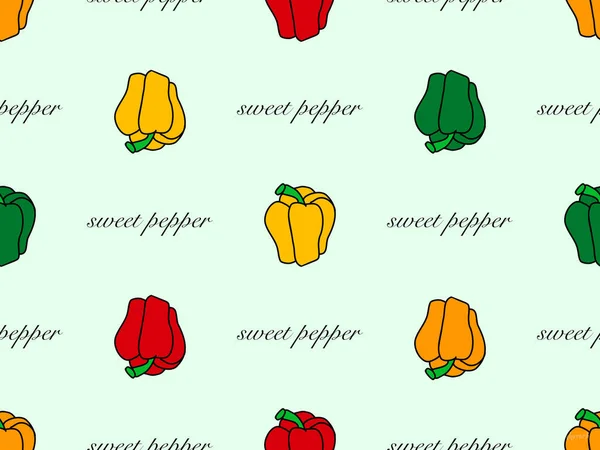 Sweet Peper Cartoon Karakter Naadloos Patroon Groene Achtergrond — Stockfoto