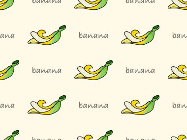 Banana cartoon character seamless pattern on yellow background