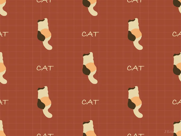Cat Cartoon Charakter Nahtlose Muster Auf Braunem Hintergrund — Stockfoto