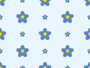 mavi arkaplanda desensiz çiçek çizgi film karakteri