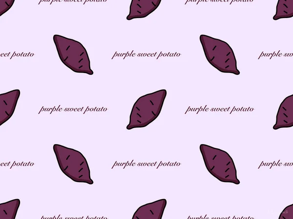 Purple Sweet Potato Stripfiguur Naadloos Patroon Paarse Achtergrond — Stockfoto