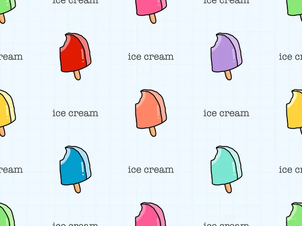 Ice Cream Cartoon Character Seamless Pattern Blue Background — 스톡 사진