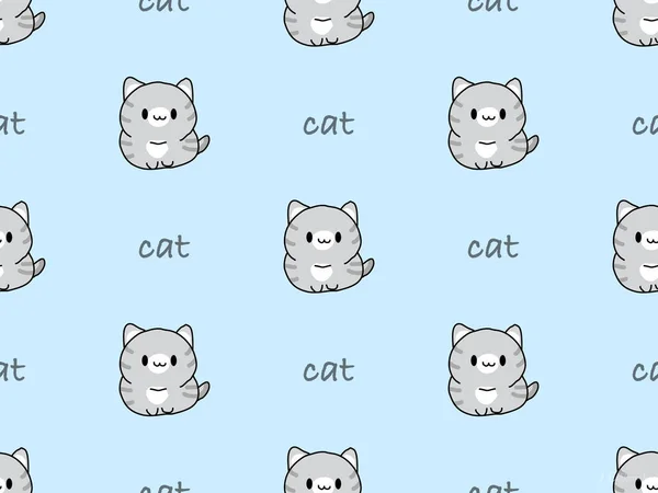 Cat Cartoon Character Seamless Pattern Blue Background — Foto de Stock