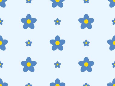 mavi arkaplanda desensiz çiçek çizgi film karakteri