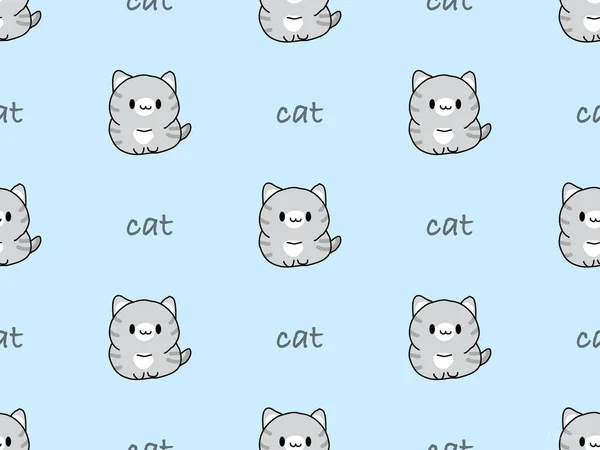 Katt Tecknad Karaktär Sömlös Mönster Blå Bakgrund — Stock vektor