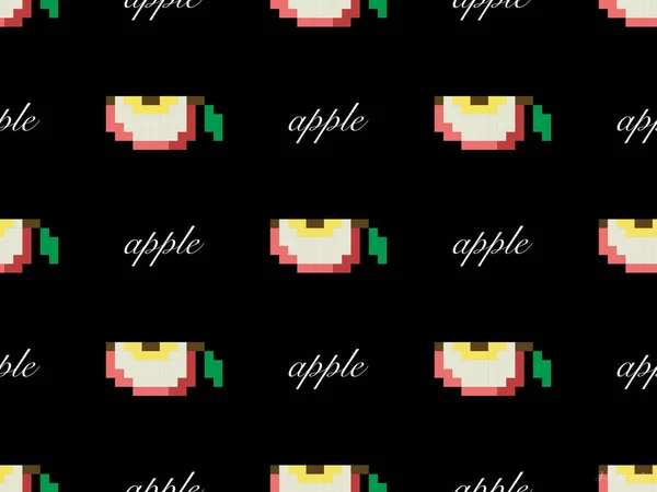 Äpfel Cartoon Figur Nahtlose Muster Auf Schwarzem Hintergrund — Stockfoto