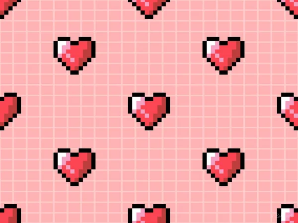 Heart Cartoon Character Seamless Pattern Red Background — Stok fotoğraf