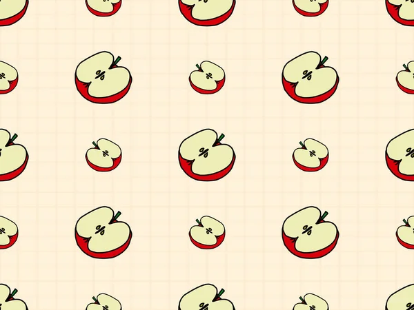 Apple Cartoon Character Seamless Pattern Orange Background — Stock Photo, Image