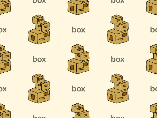 Box Cartoon Character Seamless Pattern Yellow Background — Stock Vector