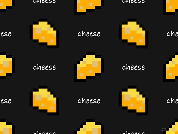 Cheese Cartoon Character Seamless Pattern Black Background — Fotografia de Stock