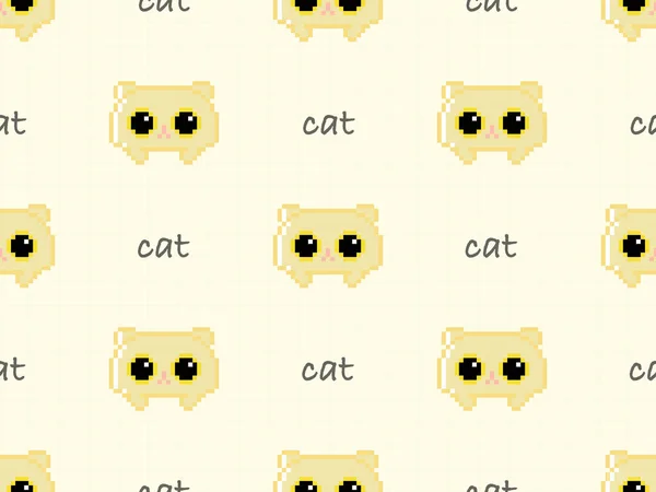 Cat Cartoon Character Seamless Pattern Yellow Background — Stockfoto