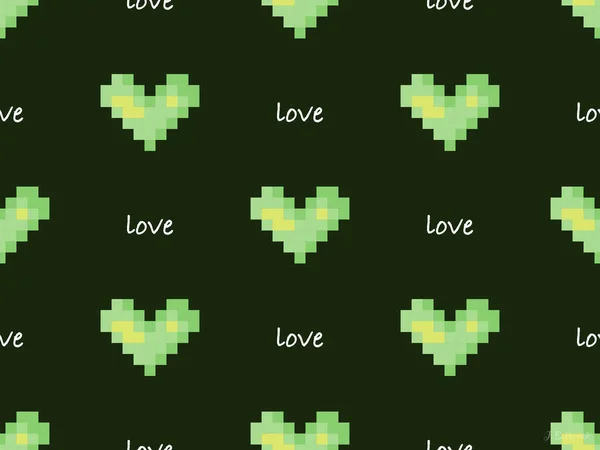 Love Cartoon Character Seamless Pattern Green Background — Stock Photo, Image