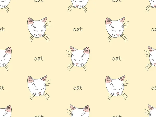 Cat Cartoon Charakter Nahtlose Muster Auf Orangefarbenem Hintergrund — Stockfoto