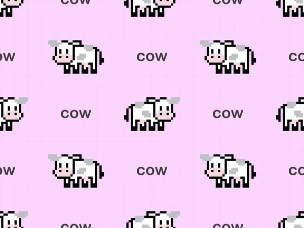 牛の漫画のキャラクターのシームレスパターン上のピンクの背景 — ストックベクタ