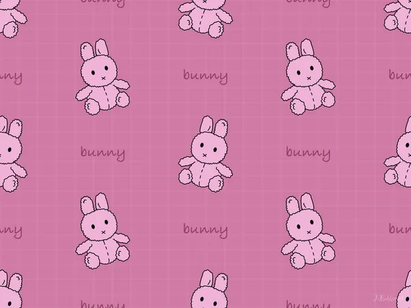Bunny Karikatura Znak Bezešvé Vzor Růžovém Pozadí — Stockový vektor