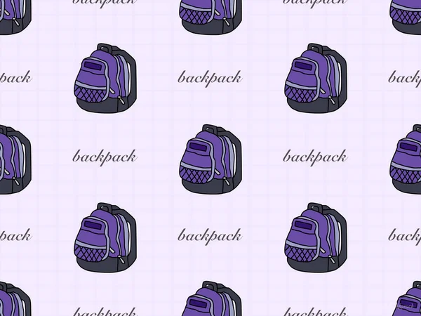 バックパック漫画のキャラクターシームレスパターン上紫の背景 — ストック写真