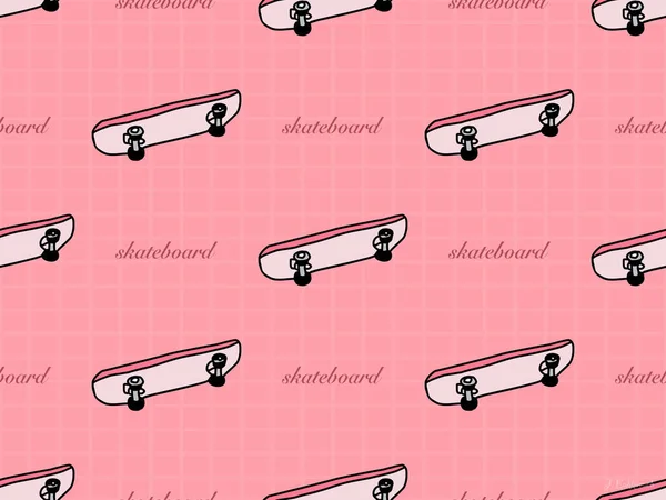 Skateboard Cartoon Figur Nahtloses Muster Auf Rosa Hintergrund — Stockfoto