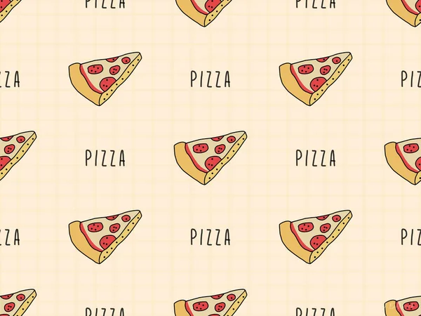 Pizza Karikatura Znak Bezešvé Vzor Oranžovém Pozadí — Stock fotografie