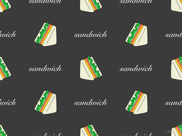 Sandwich Stripfiguur Naadloos Patroon Grijze Achtergrond — Stockvector