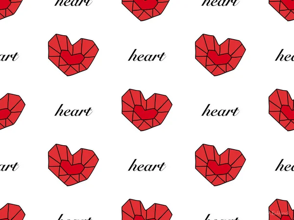Heart Cartoon Character Seamless Pattern White Background — 스톡 벡터