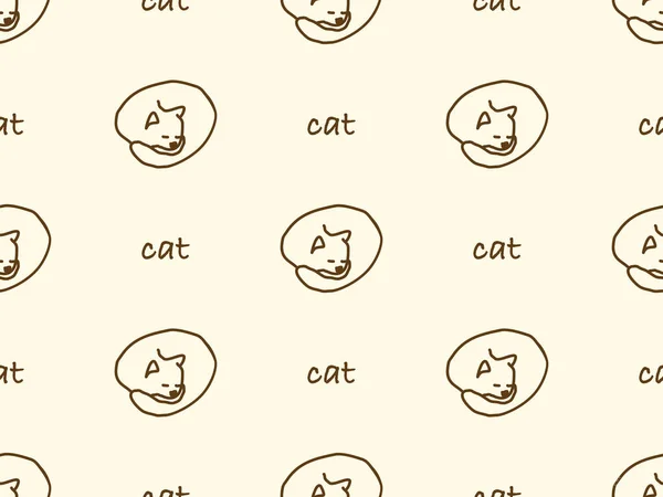 Cat Cartoon Character Seamless Pattern Yellow Background —  Fotos de Stock