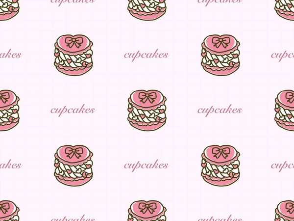 Cupcake Tecknad Karaktär Sömlös Mönster Rosa Bakgrund — Stockfoto