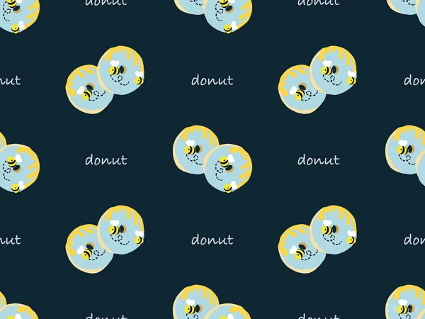 Donut Καρτούν Χαρακτήρα Αδιάλειπτη Μοτίβο Μπλε Φόντο — Φωτογραφία Αρχείου