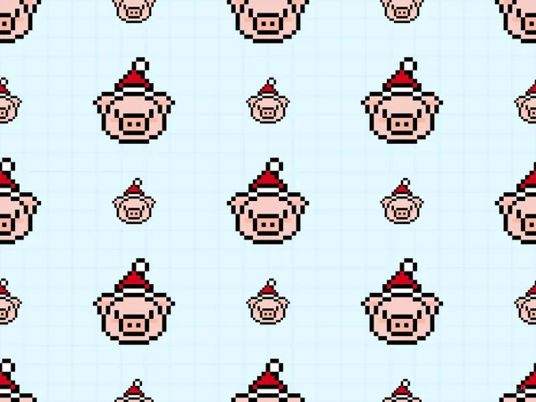 Pig Cartoon Character Seamless Pattern Blue Background — Fotografia de Stock