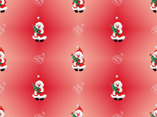 Santa Claus Cartoon Character Seamless Pattern Red Background — Stock Photo, Image