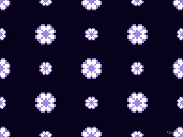 紫色の背景に花の漫画のキャラクターシームレスパターン — ストックベクタ