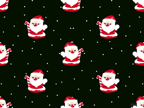 Santa Claus Postać Kreskówek Bezszwowy Wzór Czarnym Tle — Zdjęcie stockowe
