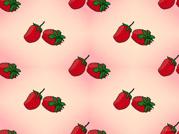 Strawberry Cartoon Character Seamless Pattern Pink Background — Stock Photo, Image
