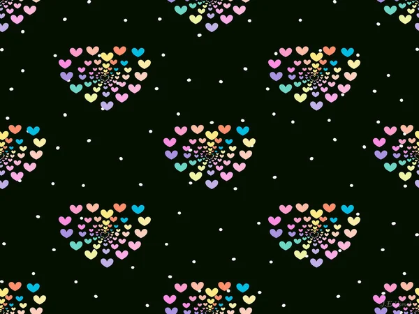 Herz Pastell Regenbogen Auf Schwarzem Hintergrund — Stockfoto
