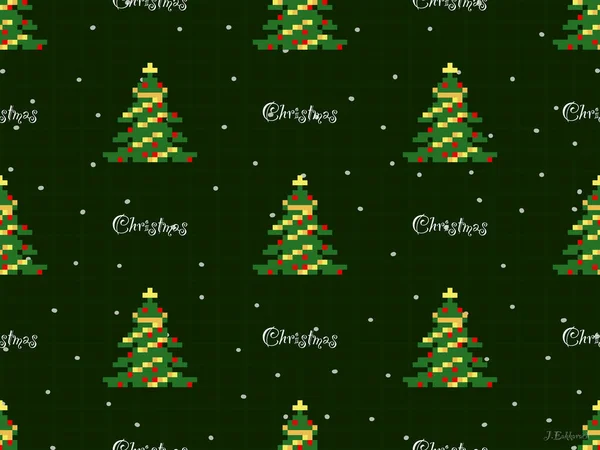 緑の背景にクリスマス漫画のキャラクターシームレスパターン — ストック写真