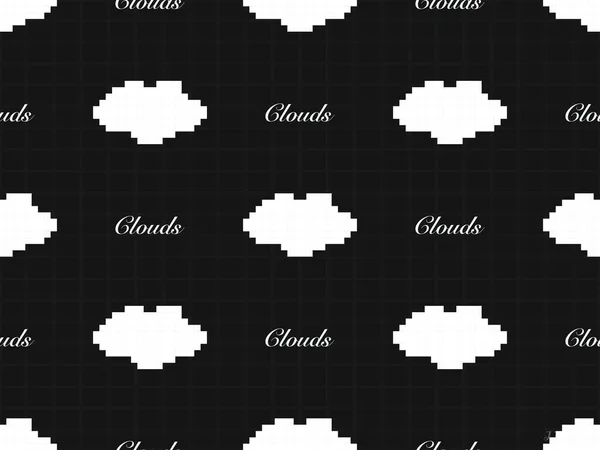 黒の背景に雲の漫画のキャラクターシームレスなパターン — ストック写真