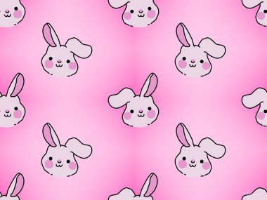 Pembe arka planda kusursuz tavşan çizgi film karakteri.