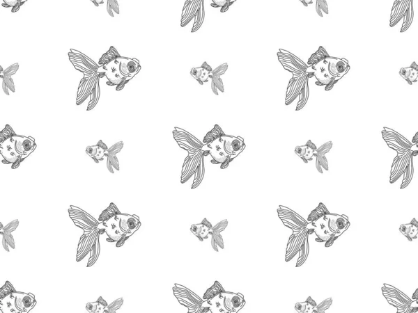 金魚漫画キャラクターシームレスパターン上の白の背景 — ストックベクタ