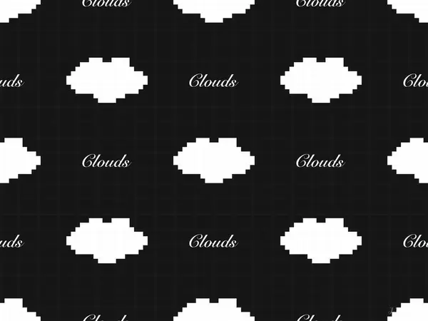黒の背景に雲の漫画のキャラクターシームレスなパターン — ストックベクタ
