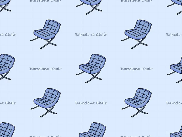Καρέκλα Βαρκελώνης Καρτούν Χαρακτήρα Αδιάλειπτη Μοτίβο Μπλε Φόντο — Φωτογραφία Αρχείου