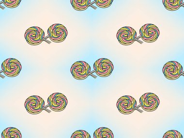 Lollipop çizgi film karakteri mavi arkaplanda kusursuz desen