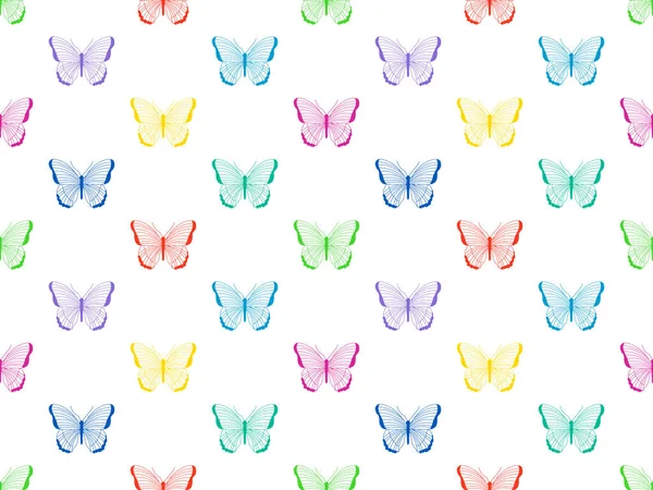 Butterfly  cartoon character seamless pattern on white background