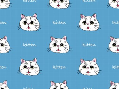 Mavi arkaplandaki kedi yavrusu çizgi film karakteri kusursuz desen