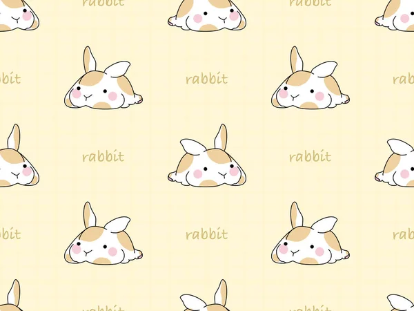 Rabbit cartoon character seamless pattern on yellow background