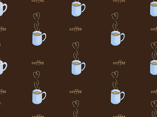 Coffee cartoon character seamless pattern on brown background