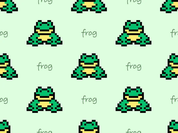 Frog cartoon character seamless pattern on green background